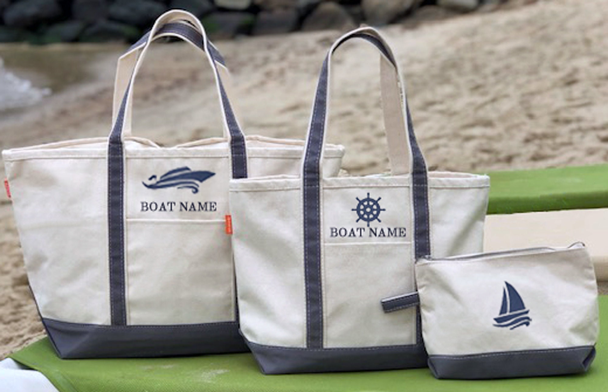 Zippered Tote Bag With Boat Name | Custom Boating Gift | Canvas Tote …