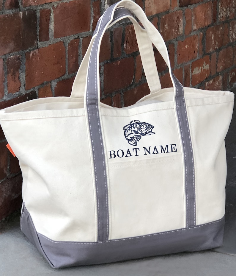 Zippered Tote Bag With Boat Name Custom Boating Gift Canvas Tote Bag Custom Boat Bag Personalized Tote Gift For Sailor Nautical image 6