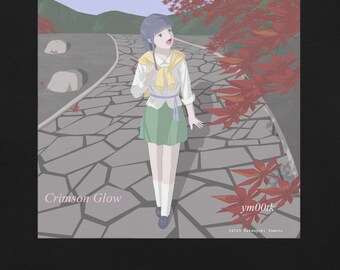 Crimson Glow – Autumn Pathway Art Tee | ym00tk