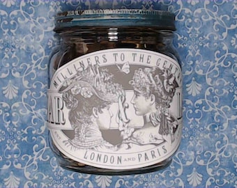 Jar Labels, Haberdashery, Vintage Seamstress & Bicycles, Reprints - set of 12