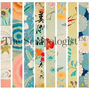 Washi Tape, 1 vel, antieke Japanse bloemen, collagepapier, junk Journal Ephemera | Digitaal downloaden