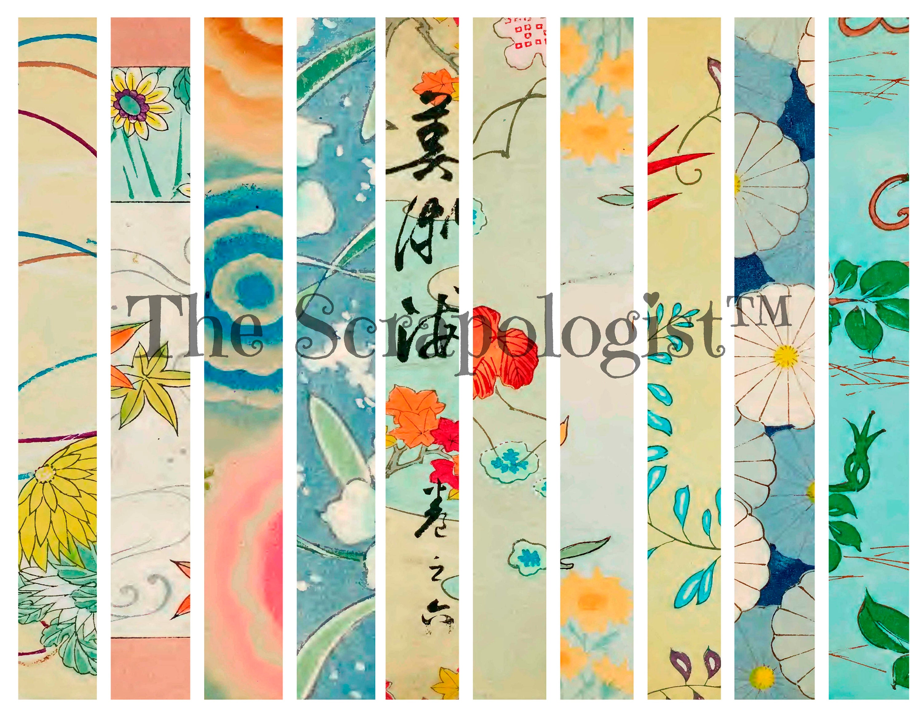 Washi Tape, 1 Sheet, Antique Japanese Florals, Collage Papers, Junk
