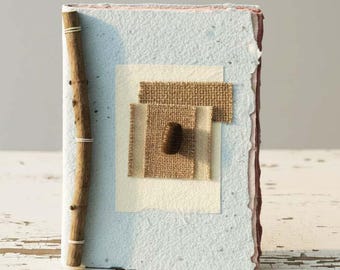 Art Journal with Handmade Paper Cover, Variety of Mixed Media Pages, Hand Sewn Binding