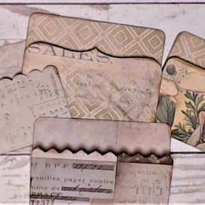 Mini File Ordner aus Tim Holtz Wallflower Papier, Junk Journal Ephemera, ideal für Taschen, Set von 16 Die Cuts