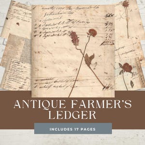 Vintage boerenboekhoudboek, 1808, afdrukbaar kortstondig pakket voor ongewenste tijdschriften en mixed media - digitale download