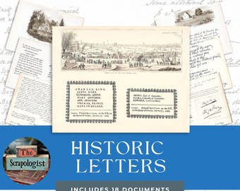 Vintage Script Ephemera: Historic Letters, Documents (Digital Download)