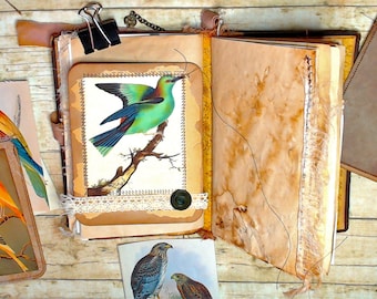 Vintage Birds, Ephemera Set - Handmade Journal Cards and Junk Journal Supplies - set of 6