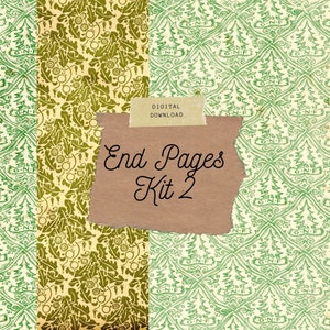 Vintage End Papers - Modelli di foglie, forniture per la creazione di libri, kit di diario spazzatura stampabile / download digitale