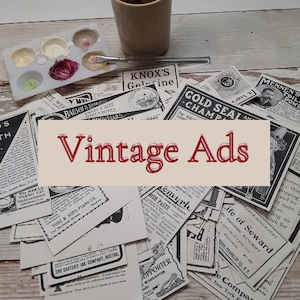 Vintage Werbung, Junk Journal Printable Kit, Ephemera Lot, Collage Papiere | Digitaler Download