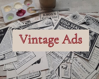 Reklama w stylu vintage, zestaw do druku Junk Journal, partia ulotek, papiery kolażowe | Pobieranie cyfrowe