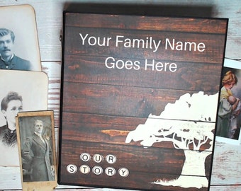 Family Photo Mini Album, Family Tree, Customizable Heritage Scrapbook with Your Name on the Cover