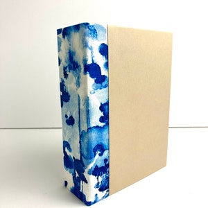 Blank Mini Album, Handmade, Blue Watercolor Fabric Spine, DIY Scrapbook - You Decorate it, SHIPS FAST!
