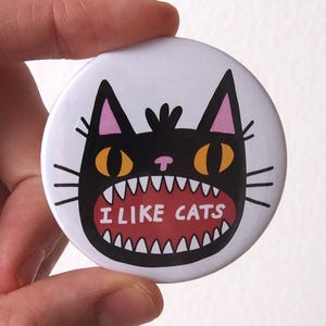 I Like Cats badge, black cats badge, cat badge, cat button, I like cats, funny badge, Cat lover gift