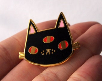 Halloween three eyed cat enamel pin