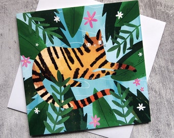 Tiger cat illustrated greetings card