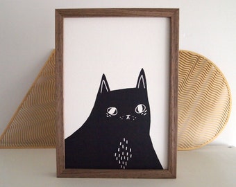 Monochrome cat art print