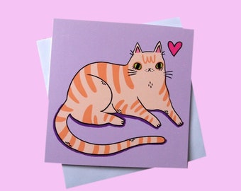 Ginger cat greetings card, blank inside
