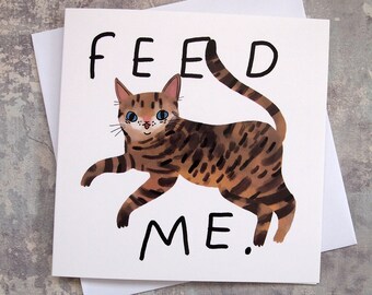 Tarjeta de felicitación ilustrada con un gato divertido