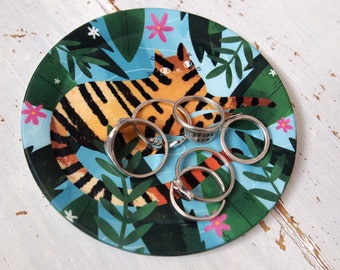 Tiger cat jewellery trinket dish, trinket tray, cat gift, coaster, cat decor, ring dish