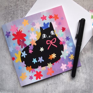 Black cat greetings card, blank inside