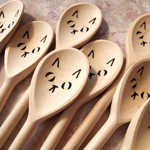 Cat face wooden spoon, cute kitchen utensil image 1