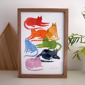 Regenbogen Katzen stolz A4 Druck