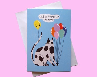 Have a purrrfect birthday, cat themed funny birthday card