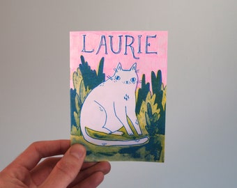 Riso printed cat zine 'Laurie'