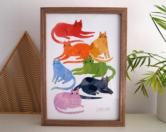 Rainbow cats pride A4 print