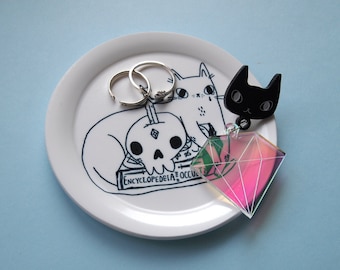 Spooky cat jewellery trinket dish