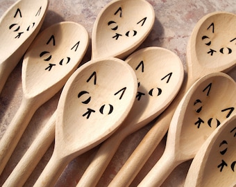 Cat face wooden spoon, cute kitchen utensil