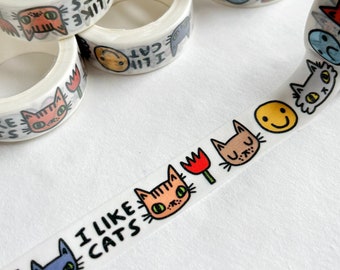 Washi tape, Colourful cats decorative washi tape, decoration tape, washi tape, journaling