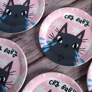 Plato para guardar joyas con forma de gato llorón, plato para guardar joyas con forma de gato, posavasos con forma de gato, recipiente para guardar todo tipo de cosas, plato para guardar joyas, plato para anillos, decoración bonita