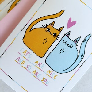 Carte romantique, Les chats sont gentils et vous aussi, Carte chat, Saint-Valentin, anniversaire
