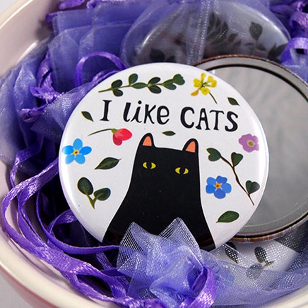 Ik als katten Pocket Mirror - kat spiegel - crazy cat lady - kat illustratie - schattige kat - kat gifts - katten - Kitty - kittens - ik hou van katten
