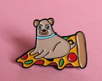 Pizza dog enamel lapel pin