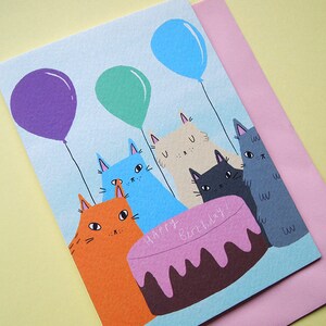 Cats and cake birthday card