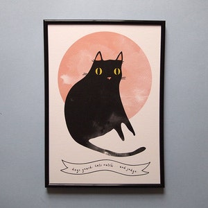 Salem Zitat schwarze Katze Kunstdruck