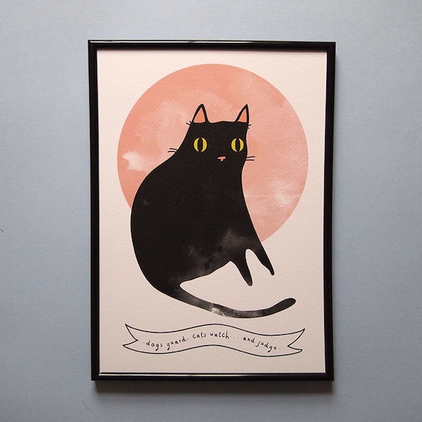 Salem quote black cat art print