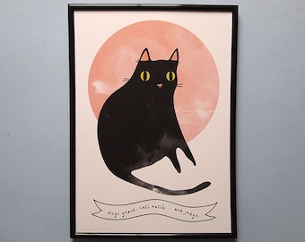 Salem quote black cat art print