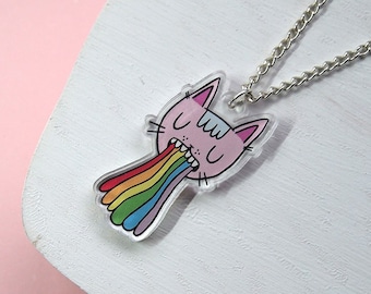 Rainbow cat necklace