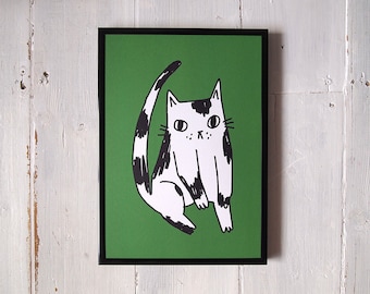 Black and white cat art print