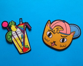 Iron-on embroidered cat patches