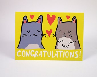 Cat congratulations card - congratulations Card - Cat wedding Card - I like Cats - Cats - cats greetings card - wedding card - wedding