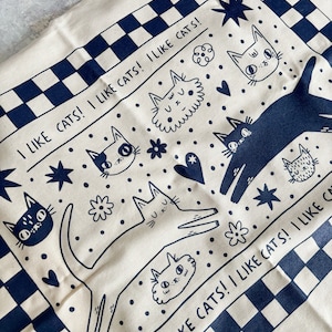 I Like Cats cotton tea towel, dish towel