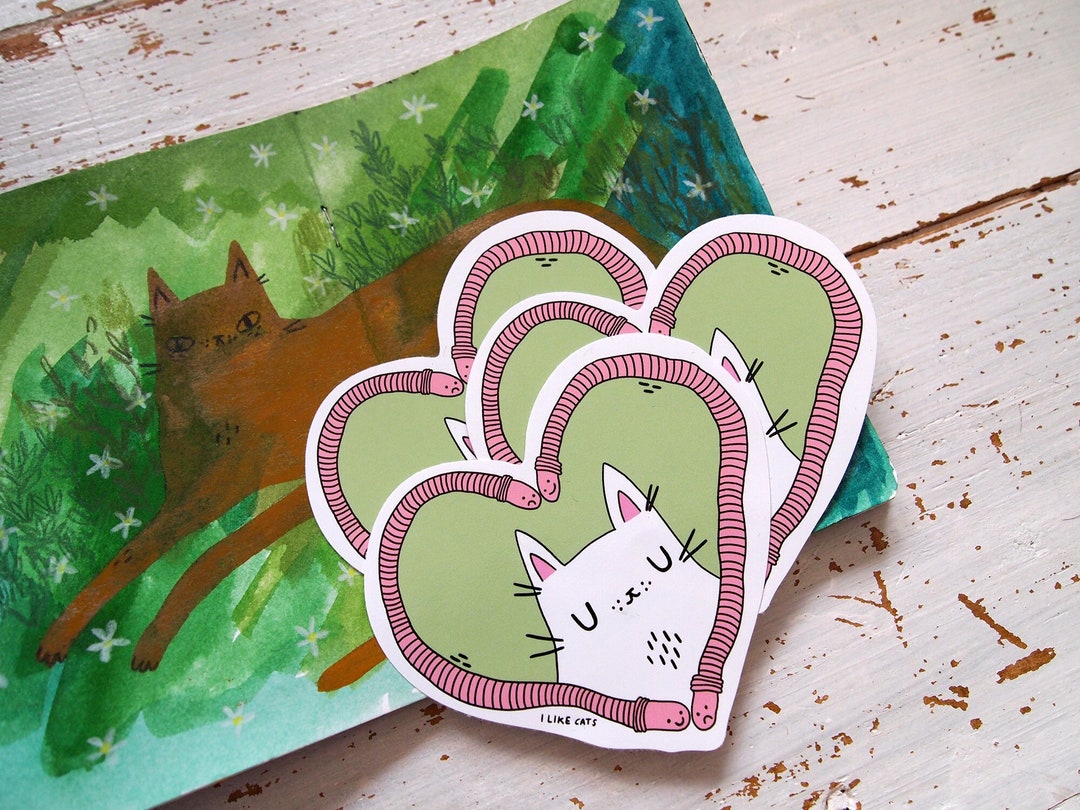 2 Pcs Gray Tabby Cat Peeking Bumper Sticker - 6 Inch Waterproof Vinyl Decal