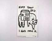 Original cat drawing - Postcard drawing - Original illustration - I like cats - Cat drawing - cat illustration