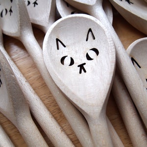 Cat face wooden spoon, cute kitchen utensil image 9