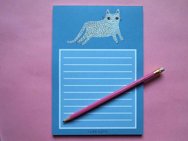 Cat NotePad Cat notebook I like cats Notebook Cat book paper Cats Notepad Cat List Pad Lists Cats
