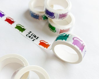 Rainbow cats decorative washi tape, decoration tape, colourful cats, washi tape